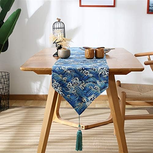 XYZDY Table Runners Simple Wave Pattern Cotton Table Flag Garden Tea Table Kung Fu Tea Table Tv Cabinet Cover Towel