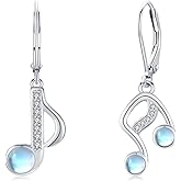 YYmqmq Book and Music Earrings Sterling Silver Book Jewelry Music Lovers Gifts Librarian Gifts for Women Readers