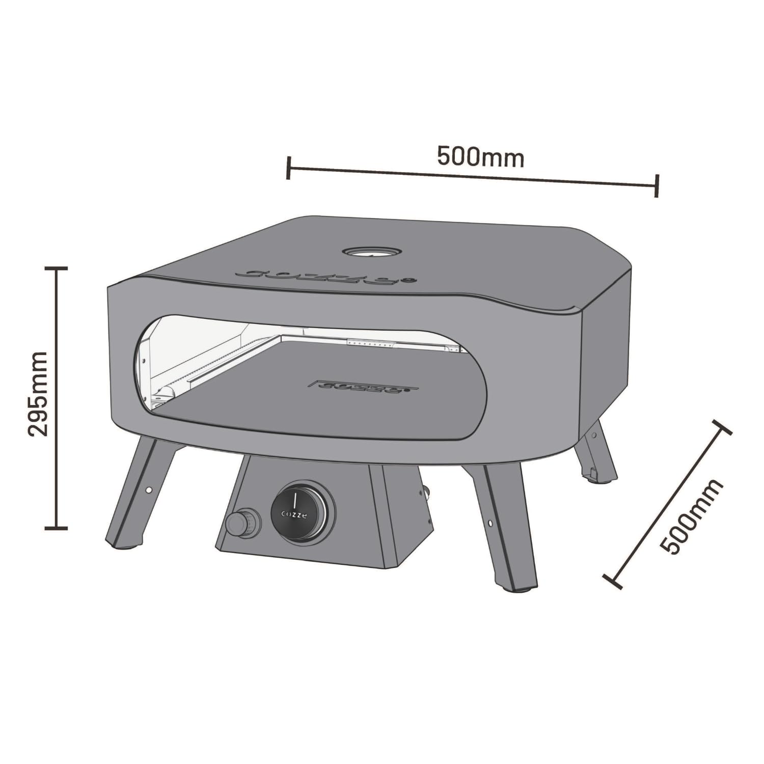 Cozze® 13" Pizzaofen CLASSIC | Gas 30 mbar | Gratis Cordierit Stein | Automatische Einschaltung | Integriertes Thermometer | Edelstahl | Schnellkochzeit 2 min, Schwarz 7