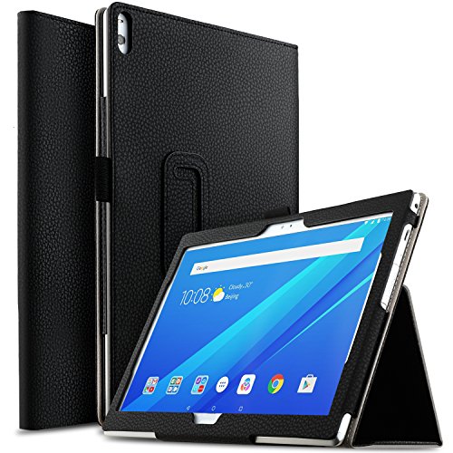 IVSO Case for AT&T Lenovo Moto Tab, Ultra Lightweight Leather Stand Cover Case for AT&T Lenovo Moto Tab/Lenovo Tab 4 10 Plus Tablet (Black)
