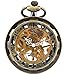 Carrie Hughes Pocket Watch Steampunk Skeleton Hand-Wind Roman Numerals Antique Chain Mens Womens CH397