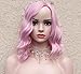 Short Pink Curly Bob Wig Pastel wig Short Bob wig with Fringe14