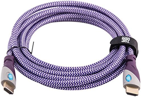 Top Dog Cables - TD-05PW- Gold Premium 15' High Speed HDMI Cable with Ethernet - Purple/White - 3D HD PS3 4 XBOX One 360 DVD TV Blu Ray