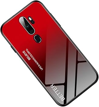 Wufong Funda Para Oppo A9 2020 Carcasa De Telefono Movil Anti Caida De Vidrio Ultrafino Con Todo Incluido Para Hombres Y Mujeres Negro Rojo Amazon Es Electronica