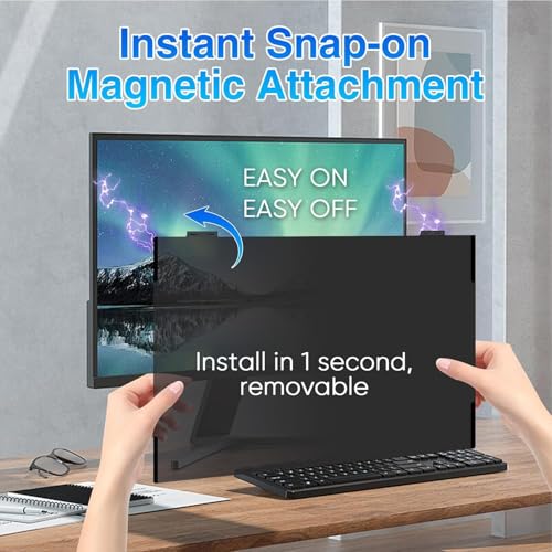 Ssumght Magnetic 27 Inch Computer Screen Privacy Shield, Flexible Privacy Screen Filter for Frameless Monitor, 16:9 Widescreen Anti-Spy Filter, Blue Light & Scratch Protection, Removable Soft Film