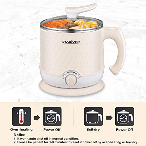 Stariver Electric Hot Pot, 1.8L Electric Cooker, MultiFunctional Mini