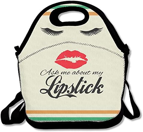 Ask Me About My Eyelashes Portable Carry Insulated Lunch Bag - Bento Bag - Large Reusable Lunch Tote Bags For Women, Teens, Girls, Kids, Baby, Adults