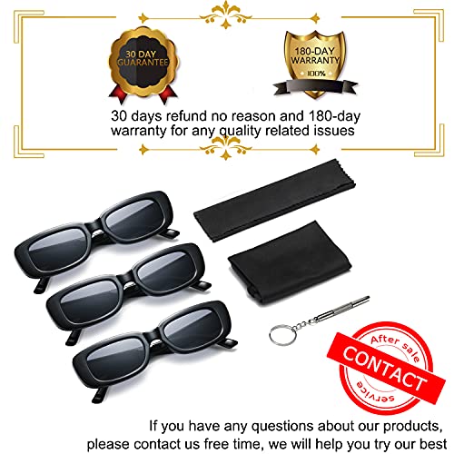 CHBP Retro Rectangle Sunglasses Womens Men Trendy Vintage Narrow Polarized UV Protection 90s Sunglasses For Women -3 Pack
