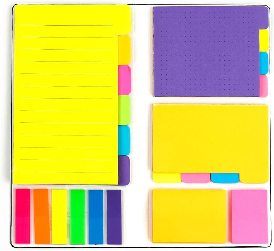 Colored Divider Sticky Notes Bundle Set by mount huang, Prioritize with Color Coding, 60 Ruled (4x6), 48 Dotted (3x4), 48 Blank (4x3), 48 Orange and Pink, 25 per PET Color - 402 pcs