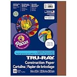 Office Product Tru-Ray Heavyweight Construction Paper, Warm Brown,  9" x 12", 50 Sheets Book