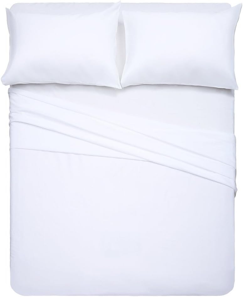 Royal Linen Bedding's 700 Thread Count Egyptian Cotton 4-Piece Sheet Set California Queen (60" X 84") White Solid (Fitted Sheet Fit Up To 13 Inches Deep Pocket)