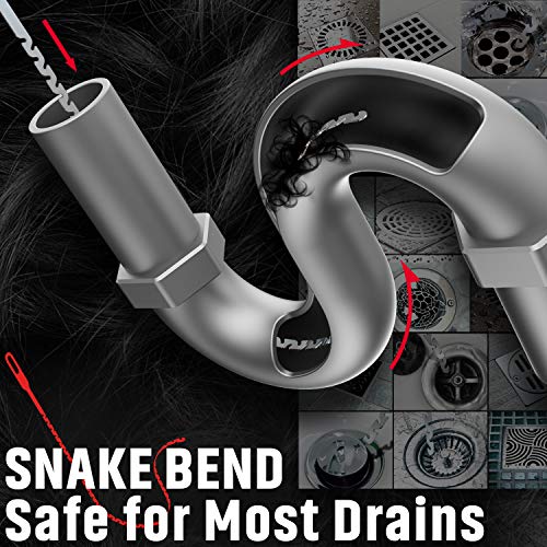 Stainless Steel 20inch Drain Snake Hair Drain clog remover, Drain Hair Cather Shower Drain Hair Trap Drain Cleaning Tool Drain Clog Remover 3 Pack