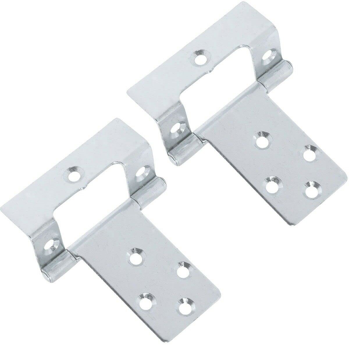 Just Accessories Large 50mm Cranked Flush Hinges - Silver Cabinet/Cupboard/Door Fittings (6)