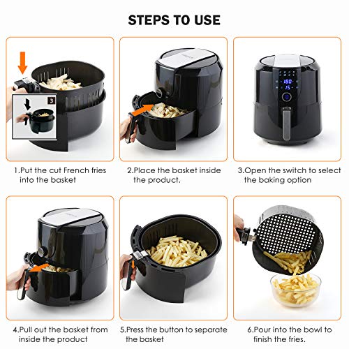 HOMEVER 5.8Quart Programmable Air Fryer, Electric Hot Air Fryers