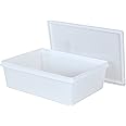 Continental Plastics Fish Tubs/Food Storage Bins 25lb 11.5" x 15.5" x 5", Pack of 10 Deep Bases with Lids