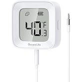 GoveeLife Bluetooth Refrigerator Thermometer with LCD Disaplay, 1-Pack | Freezer alarm fridge monitor with app alerts &amp; anti-false, 197ft range, 2-yr data export. For freezer/fish tank/hot tub