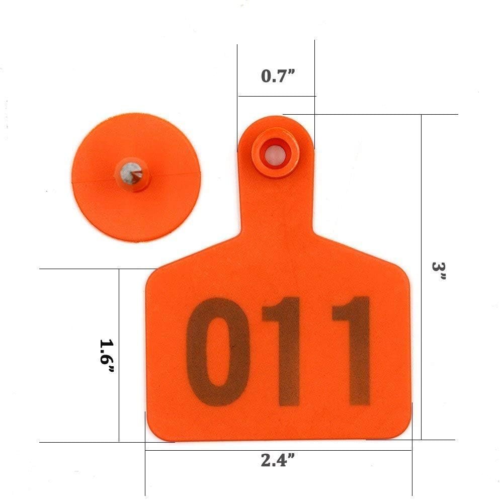 100 Sets Cattle Ear Tags TPU Material Cow Ear Tag with Number 001-100 (Orange) - Image 4