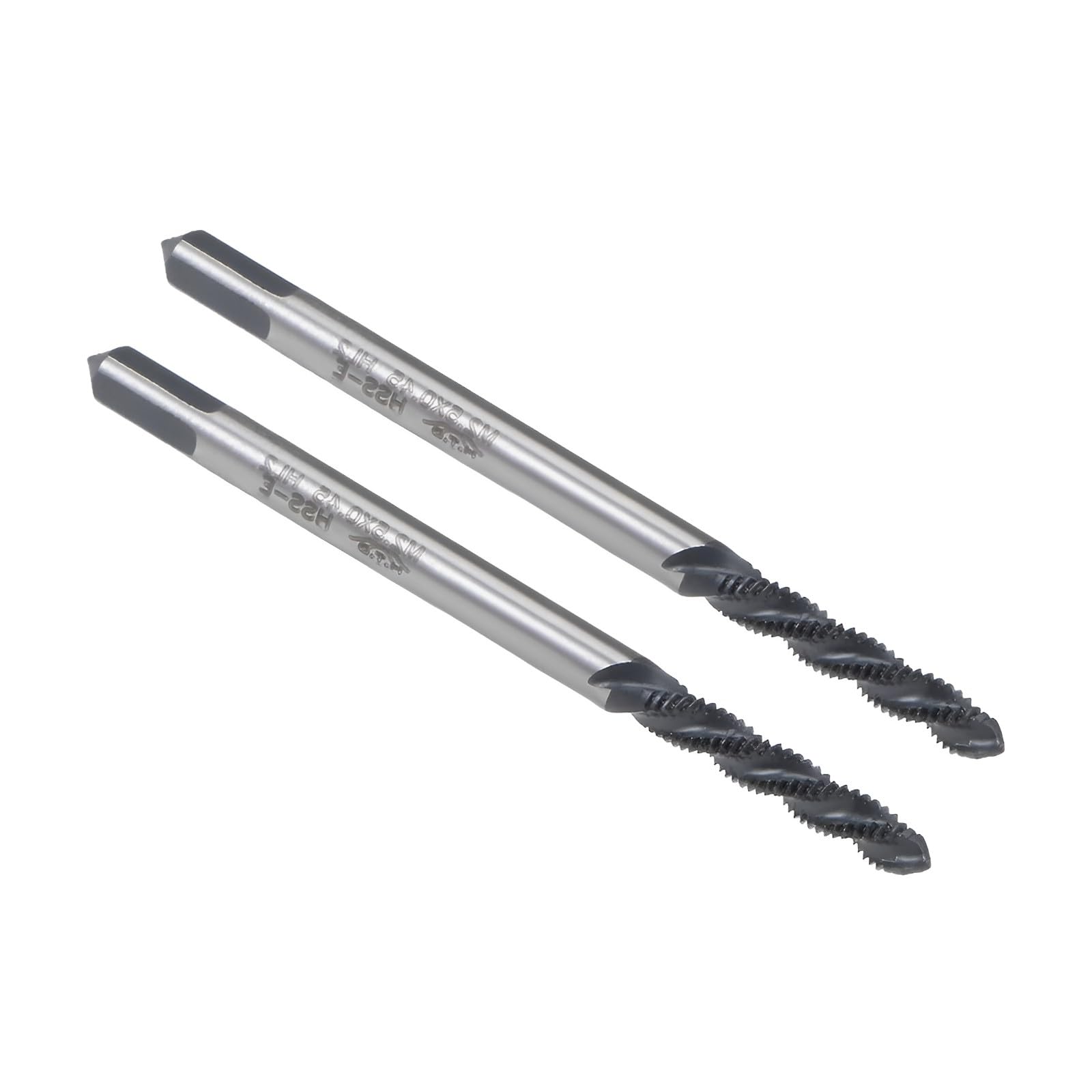 Boxonly Spiral Flute Thread Tap M2.5 x 0.45mm, for Processing Blind Holes and Sticky Materials, HSS Nitriding Coated, H2 Tolerance, Metric Machine Threading Tap Screw Thread Tapping Tool, 2pcs