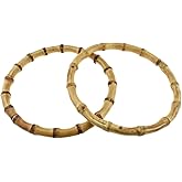 Hahiyo Bamboo Purse Handle Round Wooden Rings Holders Inner Diameter 5.5inch Sturdy Roomy to Place Fingers No Rough Spots Wood Thorns No Strong Smell for DIY Beach Summer Bag Crocheted Handbag 2PCS