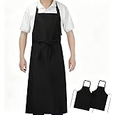 SHEOMERN 3-Layer Waterproof Apron - Pocket-Free Hygienic Design for Dishwashing & Dog Grooming - Lightweight Durable Protection for messy Kitchen Cooking, Baking, for Men & Women (2 Pack,Black)