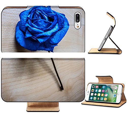 Luxlady Premium Apple iPhone 7 Plus Flip Pu Leather Wallet Case iPhone7 PLUS IMAGE ID: 37828632 Blue rose - Thumbnail 2