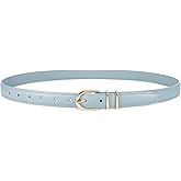 JASGOOD Women Skinny Leather Belt for Jeans Pants Fashion Ladies Thin Belt for Dress with Gold Single Prong Buckle