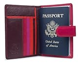 Visconti Soft Leather Secure RFID Blocking Passport Cover Wallet - POLO 2201, Plum/Multi, One Size