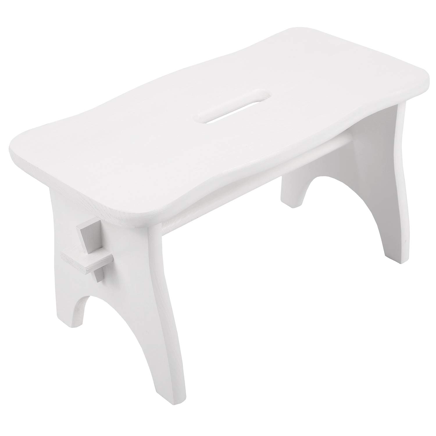 Creative Deco White Wooden Small Foot Step Stool Chair Rest | 38 x 19 x 21 cm | Pinewood Bench Footstool | Perfect for House, Home Decor, Kitchen, Kids, Toddler, Child, Nursery