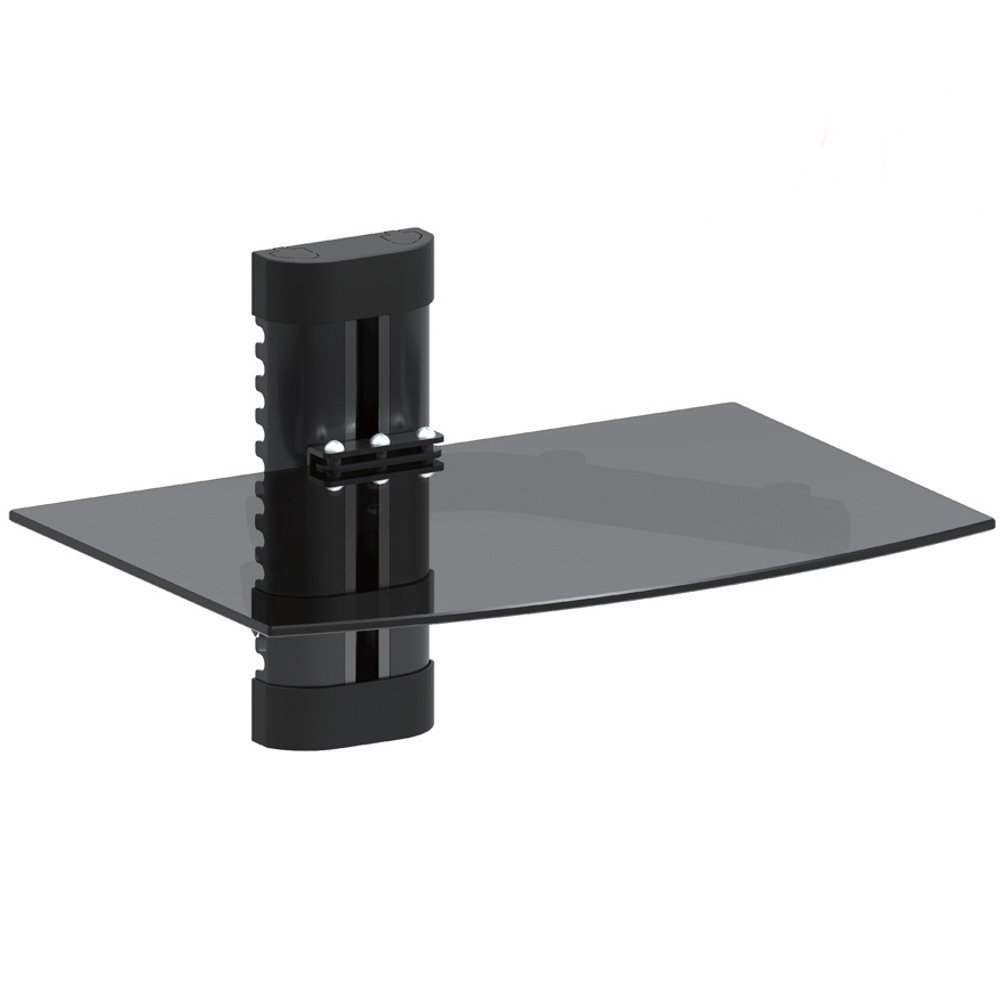 Maclean MC-663 Single Tier Wall Floating Glass Shelf Support DVD Console PS3 Xbox