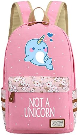 Kid's Girls Floral Animal Cartoon Funny School Backpack Unicorn Whale Travel Shoulder Bag (Pink)