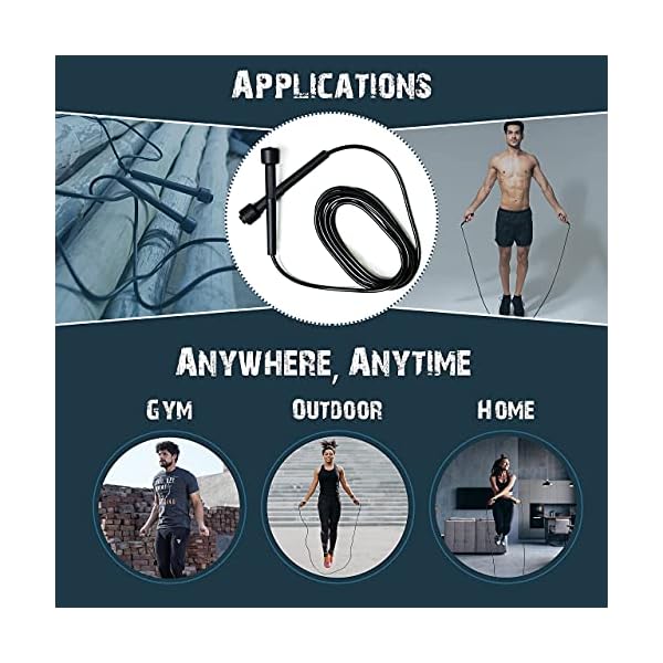 Muza-Skipping-rope-adult-for-Home-Exercise-Body-Fitness-men-women-and-kids-speed-jumping-rope-with-non-slip-handle-Adjustable-skipping-rope-for-Fitness-Fat-Burning-Boxing-Crossfit-and-MMA Muza Skipping rope adult for Home Exercise & Body Fitness men, women and kids | speed jumping rope with non slip handle…