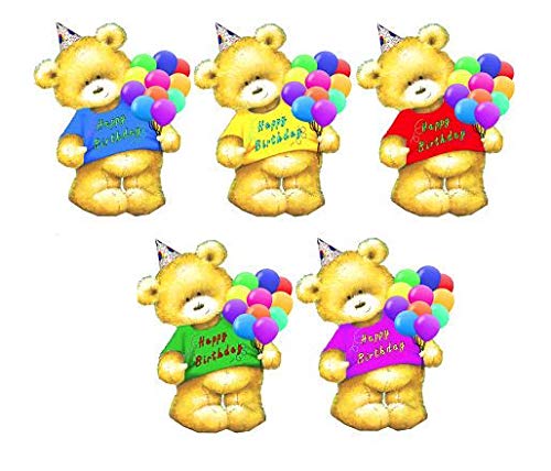 Gregory Crafts & Gifts Happy Birthday Card Making Toppers Craft Embellishment, Teddy Bear Design for Birthday Celebrations