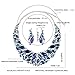 Hamer bridal Link Costume jewelry Crystal Choker Pendant Bib Statement Chain Charm Necklace and Earrings Sets (Blue)