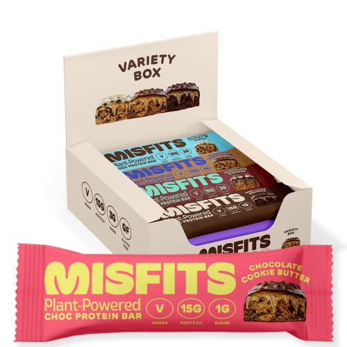 Misfits Vegan Protein Bar, Variety Pack of 24, Plant Based Chocolate