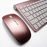 Morrivoe Ultra-thin Mini Keyboard Suit 2.4 G Wireless Keyboard- Keyboard and Mouse Combo Bundle(rose)