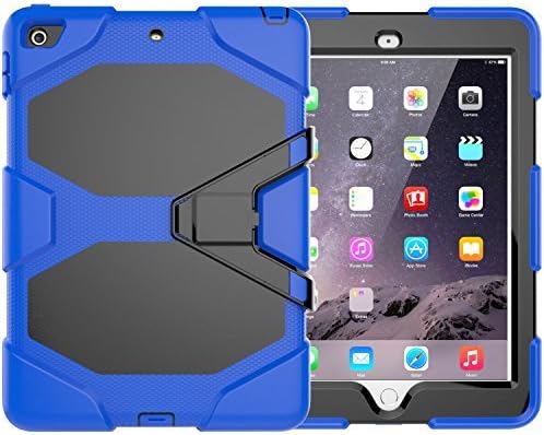 New iPad 9.7 inch 2017 Case, PSRAT [Heavy Duty] Shockproof Rugged Full Body Protective Case with Kickstand, High Impact Resistant Defender Protective Cover for Apple New iPad 9.7 inch 2017 Blue