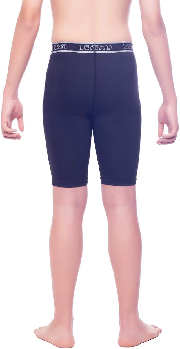 LEAO Youth Boys Compression Shorts 2-Pack Performance Athletic Underwear Sports Boxer Briefs: Clothing