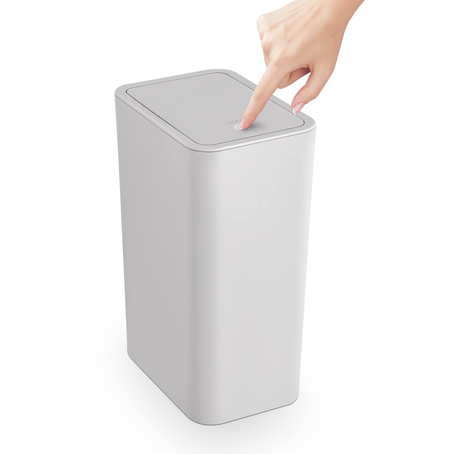 Photo 1 of TrashAid Bathroom Trash Can with Lid, 2.6 Gallon / 10 Liter Small Garbage Can with Press Top Lid, Plastic Wastebasket with Pop-up Lids for Toilet, Office, Bedroom, Living Room, Grey