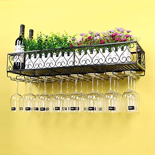 SED Household Wine Shelf Cup Holder- Metal Black Wall Hanging Mounted Wine Champagne Glass Goblets Stemware Rack Holder Home Living Room Shelf Creative Creative Decorations,3025cm