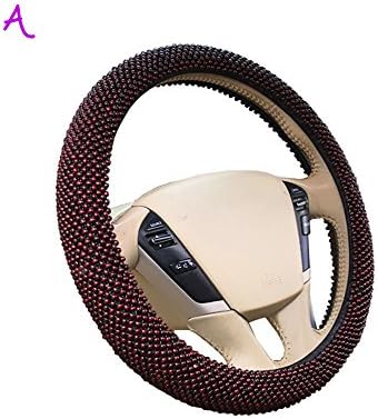 CYOUZHE Hand Made Wooden Bead Car Steering Wheel Cover Universal Anti Slip Breathable Auto Steering Wheel Cover 38Cm,A