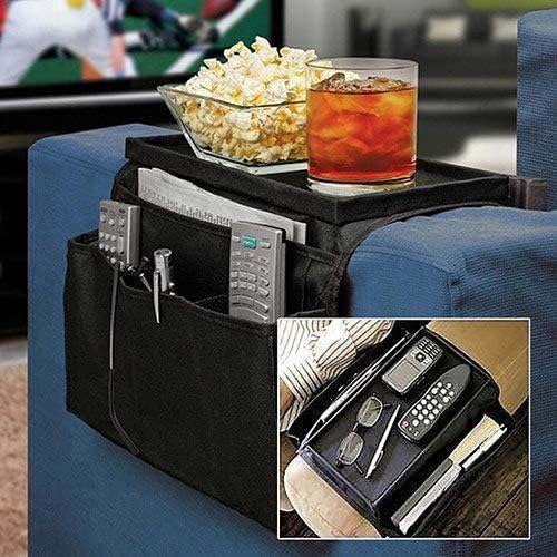Storage Bags - 6 Pockets Sofa Handrail Couch Armrest Organizer Remote Control Holder Bag - Beige Truck Armrest Leather Tray Recliner Organizer Handrail Nursery Grey Cover Chairs Couch Brow