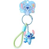MINISO Stitch Keychain Pendant Food Party Collection, Cute Bag Charm Key Accessory Blue&amp;Pink
