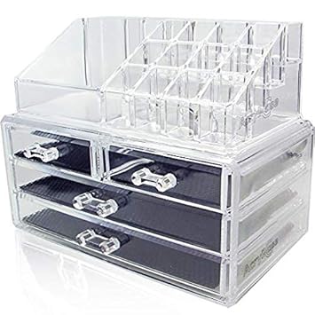 Amazon Com Acrylic Makeup Jewelry Vanity Organizer Clear