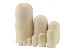 Moonmo 10pcs Beautiful Handmade DIY Blank Wooden Russia Nesting Dolls Gift Russian Nesting Wishing Dolls DIY Craft Matryoshka Traditional.