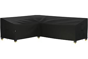 iBirdie Outdoor Sectional Cover fit 90 x 120 inch, 89 x 118, L-Shaped Patio Furniture Sofa, Waterproof Weatherproof Heavy Duty 600D Garden Cover for Outside L Shape Couch, Black