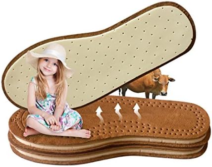 Comfortable Leather Shoe Insole Breathable Sweat-Absorption for Kids-1 Pair (L/length-23 cm)