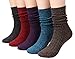 TINTAO 3 Pairs Women Winter Wool Cable Knit Crew Knee High Boot Socks,Size 5-11#W919 (Polyester Blend, Color B07)