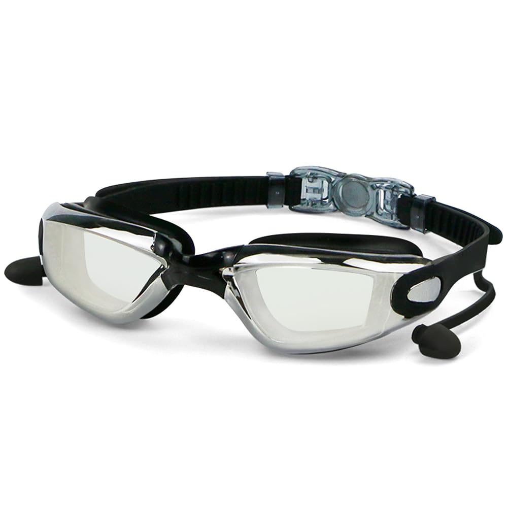 PLLDAER Black Kids Goggles, Kids Swimming Goggles, Black Swimming Goggle, Electroplated Swim Goggle, Waterproof, Anti-fog, Sunscreen for Boys and Girls