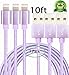 M.owstoni 3pcs 10ft Lightning Cable Nylon Braided Charging Cable Extra Long USB Cord for iphone 7,7 plus iphone 6s,6s plus,6plus,6,5s 5c 5,iPad Mini, Air,iPad5,iPod 7on iOS9.(Purple)