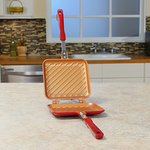 Red Copper Flipwich NonStick Grilled Sandwich and Panini Maker by